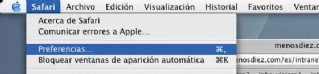 FOTOVamos al men Safari y pulsamos sobre Preferencias